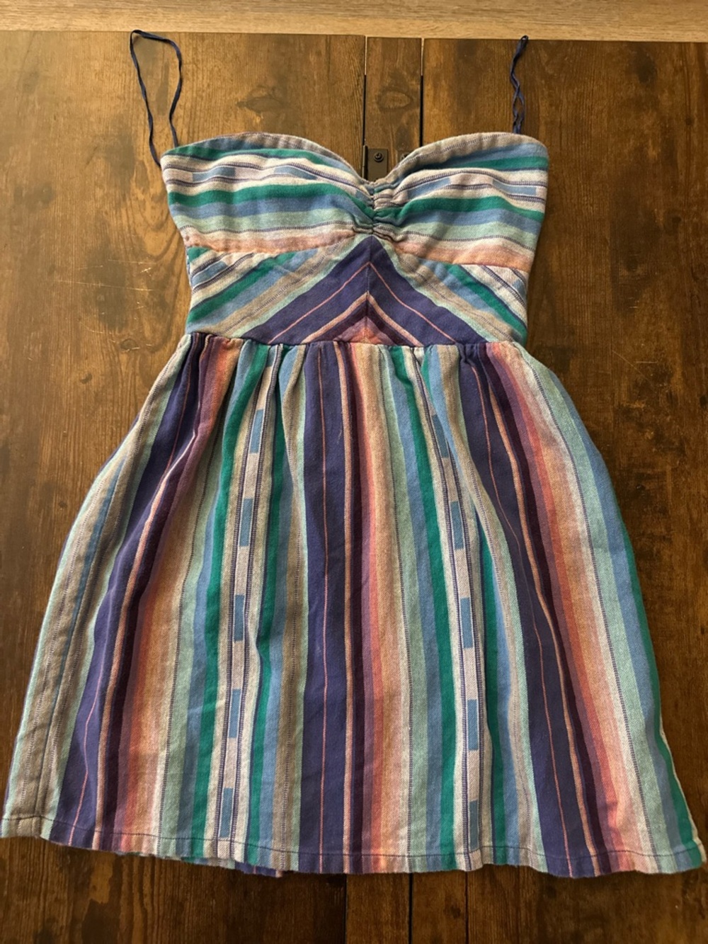 Roxy Multicolor Striped Boho dress/top— Teal, Blue, Purple